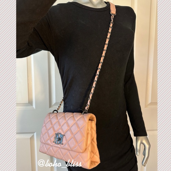 BADGLEY MISCHKA | Pinky Tan Nude Crossbody Bag with Quilted Design NWT - Picture 6 of 6